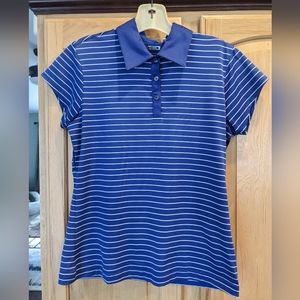 Adidas, Purple and White Striped Women's Sm. Golf Polo